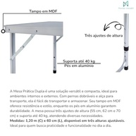 Mesa Dupla Mor Dobrável Compacta e Resistente 1,20m - Ideal para Camping, Festas e Eventos - imagem 4