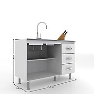 Balcão Cozinha 2 Portas e 3 Gavetas – CZ601 Evidência - imagem 2