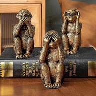 Conjunto de 3 Estátuas dos Macacos Sábios - Hear No Evil, See No Evil, Speak No Evil | Decoração Resina para Casa e Escritório - imagem 5