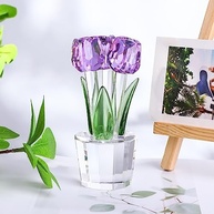Estatueta de Cristal em Forma de Tulipa Roxa - Decoração Elegante e Coleção Exclusiva - imagem 5