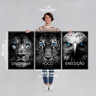 Quadro Trio Motivacional Leão, Tigre e Águia - Disciplina, Foco e Execução | 60x90cm com Vidro - imagem 4