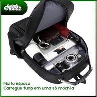 Mochila para Notebook Masculina Feminina para Notebook 17 – Mochila executiva Antifurto, Reforçada, Saídas USB e Fone, Alça de Aço, Impermeável, Escolar, Faculdade, Trabalho ou Viagem – Preta Premium - imagem 3