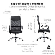 Cadeira de Escritório Executive com Encosto Mesh Respirável - Conforto Ergonômico e Estilo - imagem 4