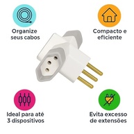 Kit 2 Adaptadores Tripolares T 3 Saídas 10A Bivolt - Organize e Expanda suas Tomadas! - imagem 4