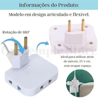 Kit 2 Adaptadores de Tomada Articuláveis 3 Saídas - Organize e Expanda suas Conexões! - imagem 4