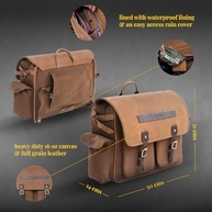 Alforjes Expedition Trip Machine para Royal Enfield Super Meteor 650/Shotgun 650 - Lona Resistente e Couro Marrom (Lado Direito) - imagem 4