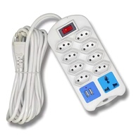 Extensão Régua de Energia 8 Tomadas + 2 USB 2m - Potência 2500W Branco - imagem 1