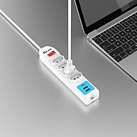 Extensão com USB: 4 Tomadas + Carregador Rápido - imagem 1
