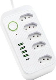 Filtro de Linha Extensão Elétrica 5 Tomadas USB-A e USB-C Bivolt - Segurança e Conectividade Total! - imagem 4