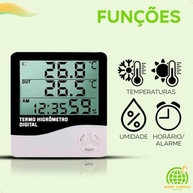 Termo Higrômetro Digital com Sensor - Monitoramento de Temperatura e Umidade Interno e Externo - imagem 3