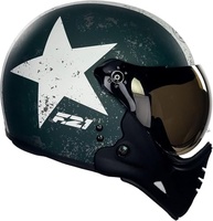 Capacete Peels F-21 Old Tank Aberto Verde Militar Fosco/Branco - Tamanho 61 - imagem 2