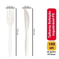 Talher Garfo e Faca Inquebrável Descartável Premium – Kit Completo para Churrasco e Festas (Branco) - imagem 3