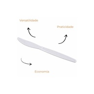 Kit Talheres Descartáveis de Plástico Branco - Faca Refeição Resistente, 50 Unidades, Ideal para Festas e Delivery - imagem 5