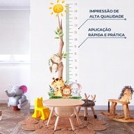 Régua de Crescimento Infantil com Adesivo de Bichinhos da Savana - Lavável, Seguro e Fácil Aplicação - imagem 4