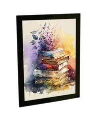 Quadro Decorativo A3 com Moldura - Pile of Books Art | Fácil Troca de Arte - imagem 2