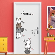 Adesivo Decorativo Infantil Gatos - Lavável, Seguro e Fácil Aplicação para Quarto de Bebê - imagem 1