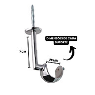 Suporte de Cortina 28mm: Kit 3 para Teto + Instalação Fácil! - imagem 1