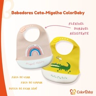 Babador de Silicone Cata-Migalhas ColorBaby: Limpeza Fácil! - imagem 2