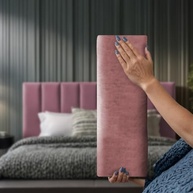 Cabeceira Estofada Modular Rosa para Cama Casal 1,60m - Instalação Fácil sem Furos - imagem 5