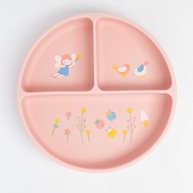 Prato de Silicone com Ventosa e Divisórias Fadinha Rosa - Seguro, Divertido e Prático para Refeições Infantil - imagem 5