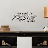 Decalque de Parede When Words Fail Music Speaks - Vinil Decorativo para Sala de Música - imagem 5