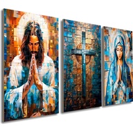 Quadro Jesus Decorativo Religioso - Sagrada Família e Maria | 90x50cm | MDF Sustentável - imagem 1
