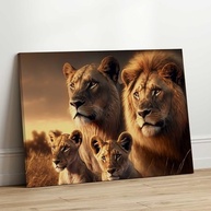 Quadro Decorativo Família de Leões - Impressão em Tecido 130x90cm para Quarto ou Sala - imagem 3