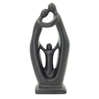 Estatueta Decorativa em Cerâmica Família Papai Mamãe Filho Filha - Escultura de Casal com Crianças (CMC36-6 Preto) - imagem 5