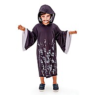 Fantasia Halloween Infantil: Túnica Preta e Caveiras 💀 - imagem 1