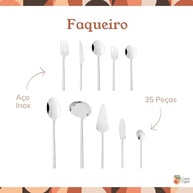 Faqueiro Firenze 35 Peças em Aço Inox – Jogo de Talheres Prateado para Mesa Posta Elegante - imagem 3