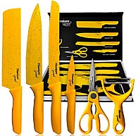 Faqueiro Gourmet 6 Peças: Aço Inox Amarelo Profissional - imagem 1