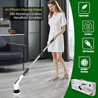 Esfregador Giratório Elétrico FARI - 7 Cabeças, Sem Fio, 360°, Alça Ajustável - Ideal para Banheiro, Cozinha e Carro (Branco) - imagem 4