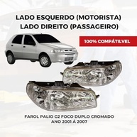 Farol Palio G2 2001-2007 Duplo Carcaça Preta Máscara Cromada - Iluminação e Estilo - imagem 4