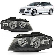 Farol Audi A3 2006-2008: Máscara Negra e Foco Duplo - imagem 1