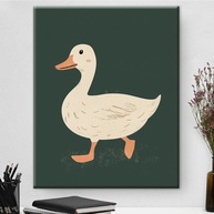 Arte de Parede Emoldurada Ganso Fofo - Pintura Animal de Fazenda para Quarto Infantil 20x25cm - imagem 1