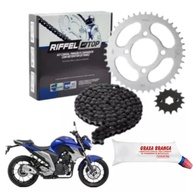 Combo Completo Relação Tração Moto Yamaha Fazer 250 (2006-2016) Original Riffel + Graxa - imagem 2