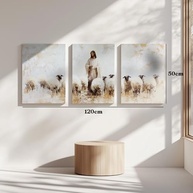 Kit 3 Quadros Decorativos Canvas 40x50 cm com Tema Jesus - Decore com Fé e Estilo - imagem 3