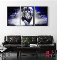 Quadro Decorativo Leão Motivacional - Fé e Gratidão para Sala e Quarto - imagem 3