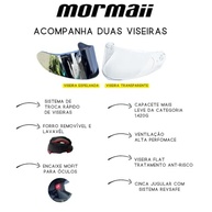 Capacete Mormaii Neon Red Fechado: Segurança e Estilo Original com Viseira Espelhada + Transparente - imagem 3