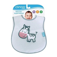 Babador Impermeável Zebra Clingo Cinza - Lavável com Fecho em Velcro - imagem 3