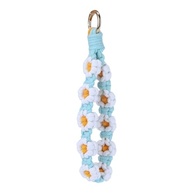 Chaveiro feminino boho macramê feito à mão com flores de crochê - imagem 2