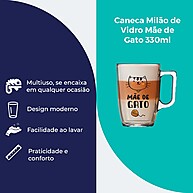 Caneca de Vidro Mãe de Gato 330ml – Estilo e Amor pelo seu Felino - imagem 2