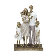 Escultura Família Feliz em Resina - 4 Pessoas, Branco e Dourado | Decoração Moderna e Elegante - imagem 1