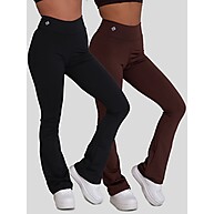 Kit 2 Calças Leggings Flare Cintura Alta - Suplex Felpado - imagem 2