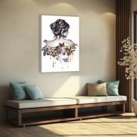 Quadro Decorativo Metamorfose Feminina em Tela Canvas 90x60cm | Arte Moderna com Silhueta e Borboletas - imagem 3