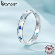 Anel Prata 925 Lua e Estrela Bamoer: Elegância Feminina - imagem 2