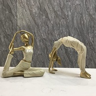 Estátua Abstrata de Ioga para Decoração Feminina | Peça Artesanal em Resina Dourada - imagem 5