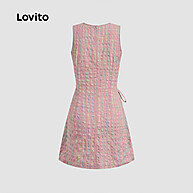 Vestido Lovito Gingham com Gravata Frontal – Estilo Casual Feminino - imagem 2