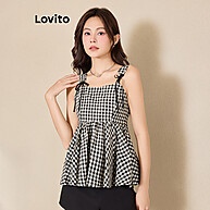 Regata Xadrez Lovito com Ilhós e Laço: Estilo Casual Feminino - imagem 2