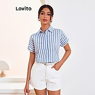 Blusa Listrada com Botões Lovito – Estilo Casual Feminino - imagem 2